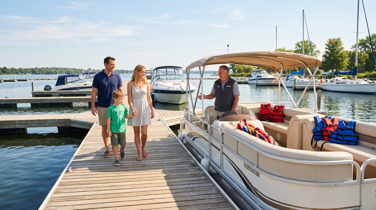 Boat rental scheduling dashboard on a tablet at the dock