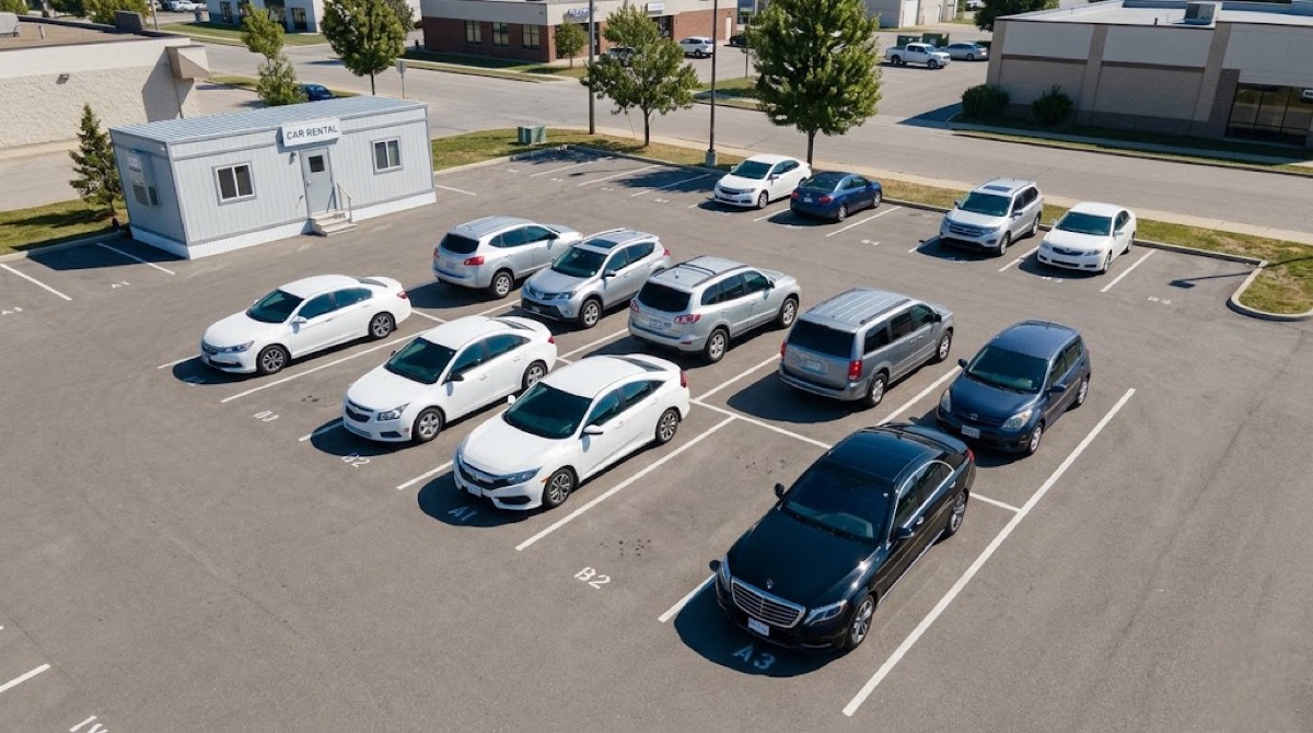 Seasonal pricing calendar for a car rental fleet showing peak and off-season rates