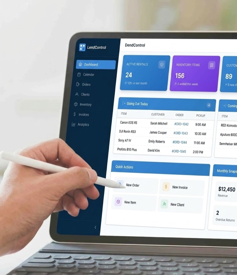 LendControl product on tablet